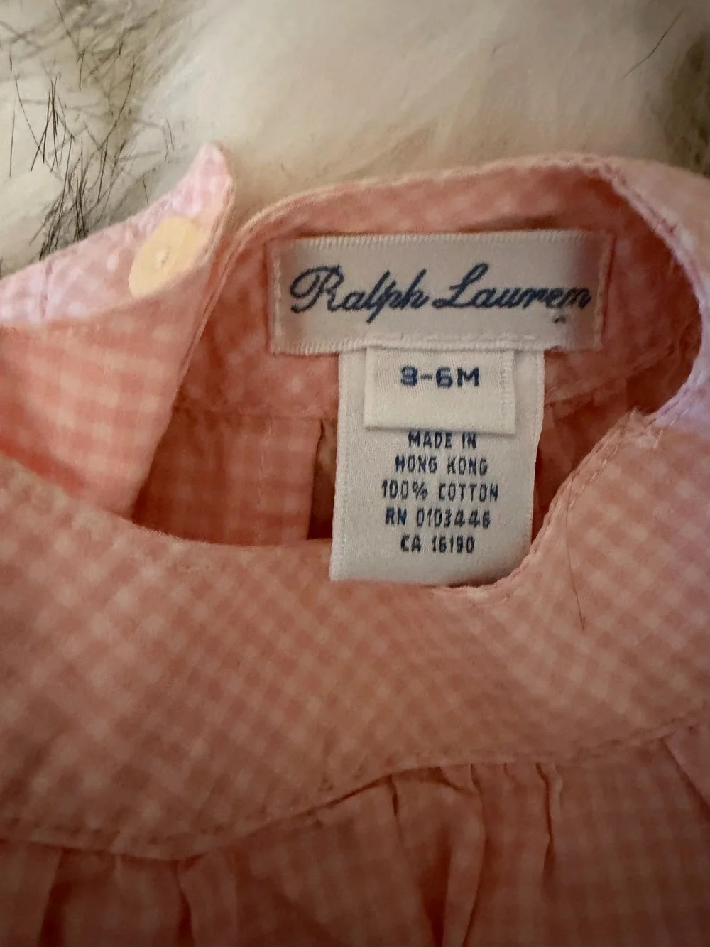 Ralph Lauren Peach Gingham Sleeveless Shift Dress
